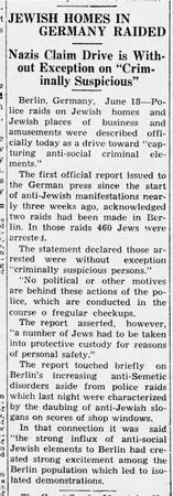 Jewish Homes in Germany Raided