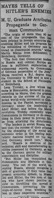 Mayes Tells of Hitlers Enemies