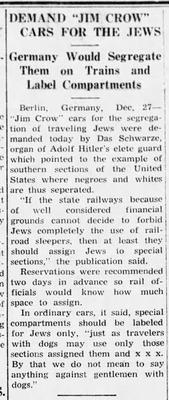 Demand “Jim Crow” Cars For the Jews
