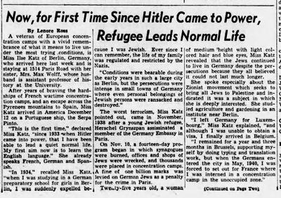 Now, For the First Time Since Hitler Came to Power, Refugee Leads Normal Life
