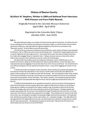 History of Boone County. By Edwin Stephens, Written in 1869 and Gathered From Interviews With Pioneers and From Public Records.